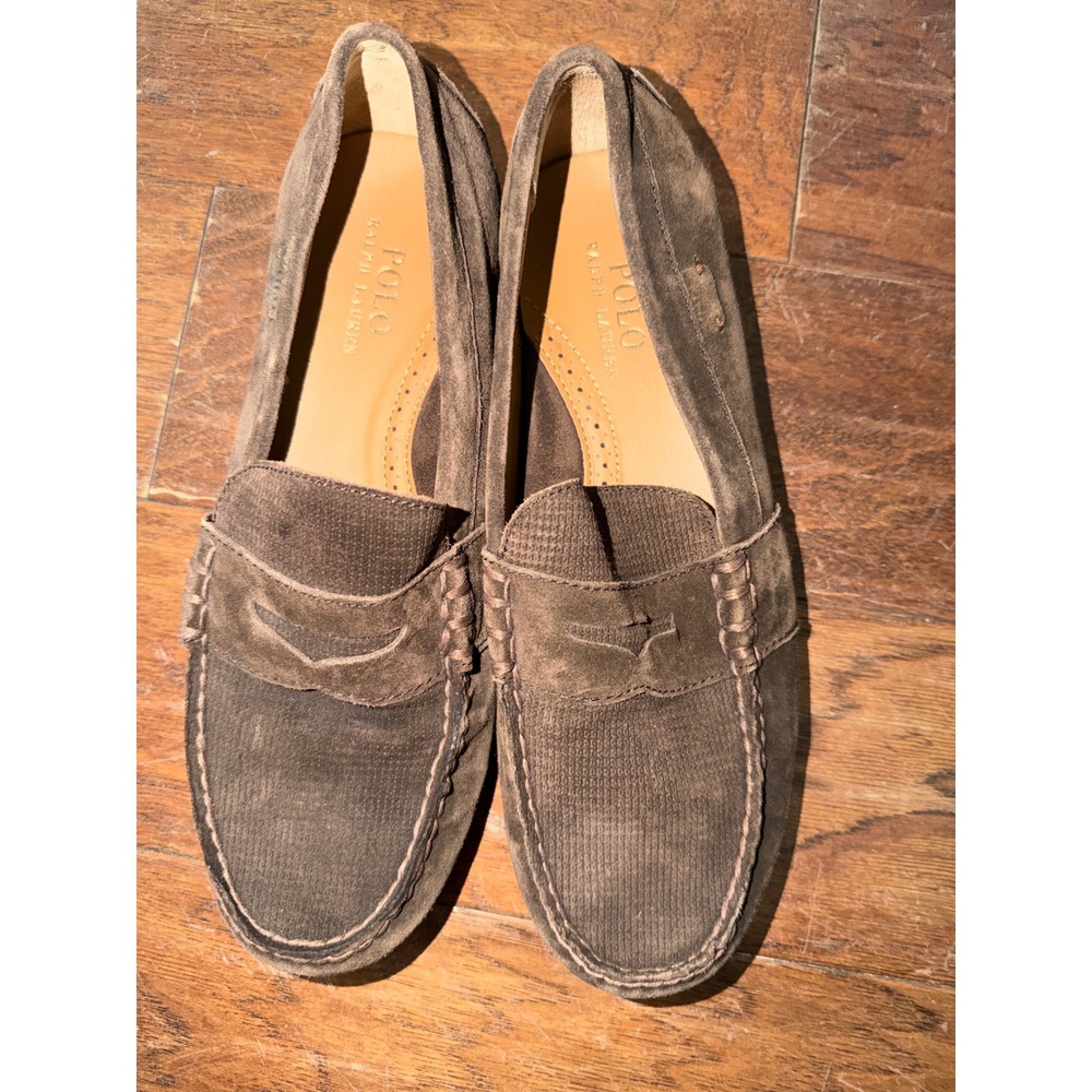 Polo Ralph Lauren Reynold Brown Suede Driving Loafer Penny Driver 9.5D 14557